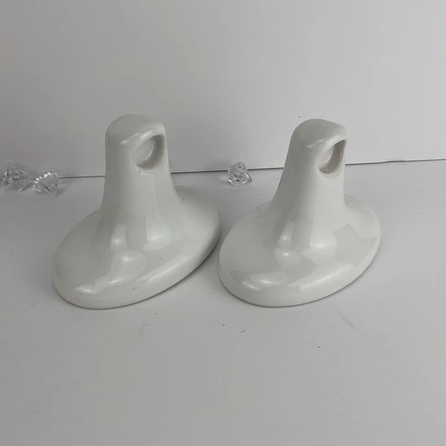 Pair of White Ceramic Towel Bar  Rack Holders Vintage Mid Century Modern Retro