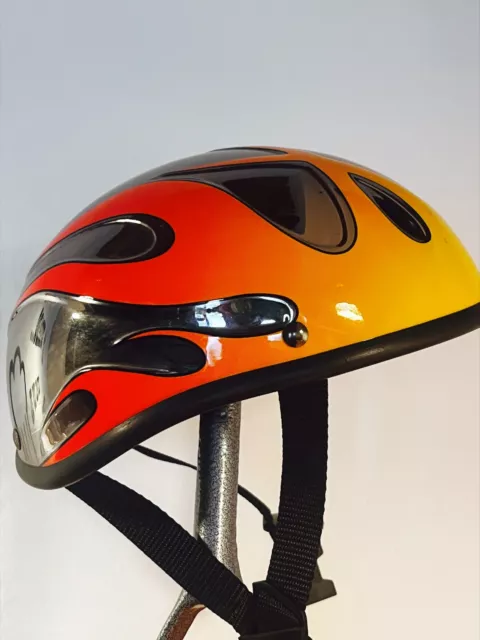 Casco De Motocicleta Voss Cromado Y Rojo Llama