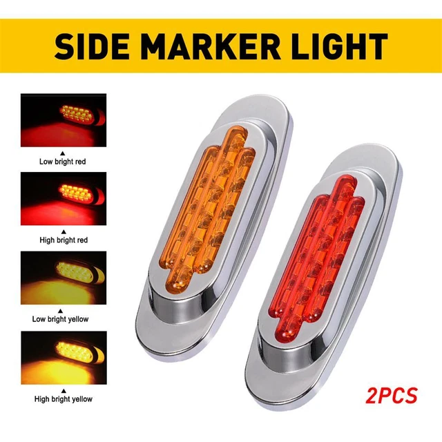 Amber + Red LED Clearance Side Marker Light Truck Trailer Chrome Cover Bezel EAH