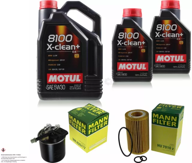 MANN Inspektionspaket 7L Motul 8100 X-clean+ 5W-30 für Mercedes-Benz C-Klasse