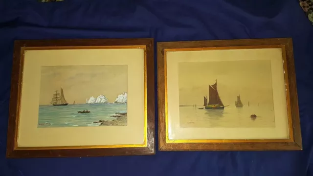 Two late 19th century watercolours - one of Isle of Wight - Framed - signed