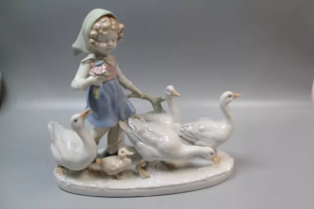 Charming Vintage Carl Scheidig Porcelain Figure of Girl with Geese