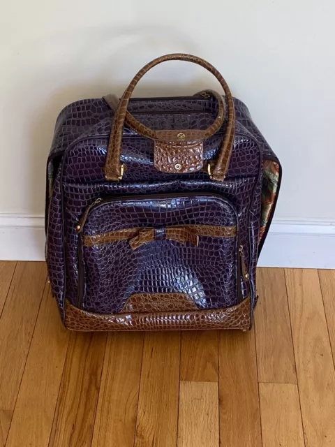 Samantha Brown  Purple Croco Embossed  Rolling Carry-on Suitcase 20x16x9
