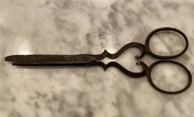 18th? 19th? Century Old Hand Forged Iron Embroidery Sewing Scissors  Antique