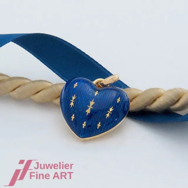 FABERGE Anhänger 'Herz' -Emaille blau - 18K/750 Gelbgold-limitiert auf 300 Stück