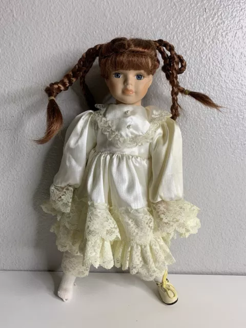 Collectors Choice Porcelain Doll By Dandee Curly Brown Hair