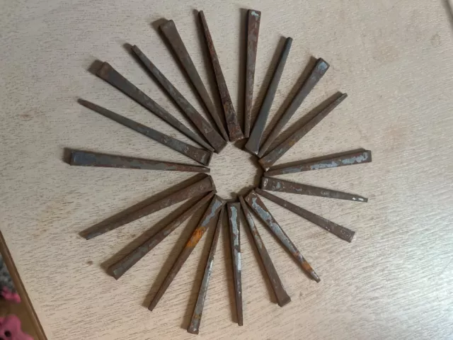 LOT of 20 Antique Square Cut Nails , Rectangle Heads, 2 5/8" long