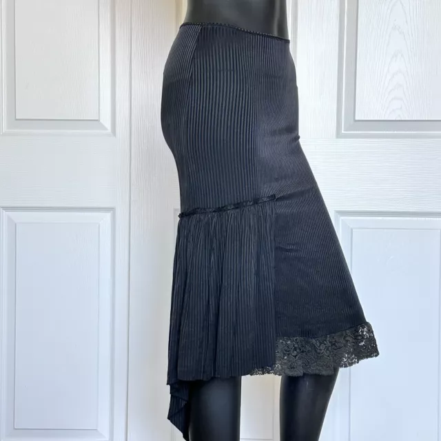 patrizia pepe stretch black skirt Italy 40 lace stripe lightweigh