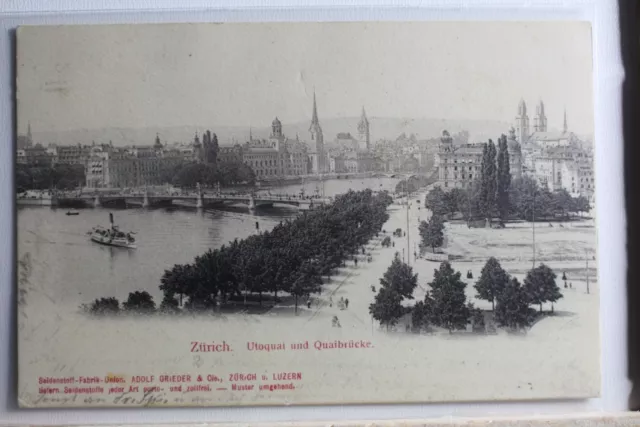 AK Zürich Utoquai und Quaibrücke 1905 #PD885