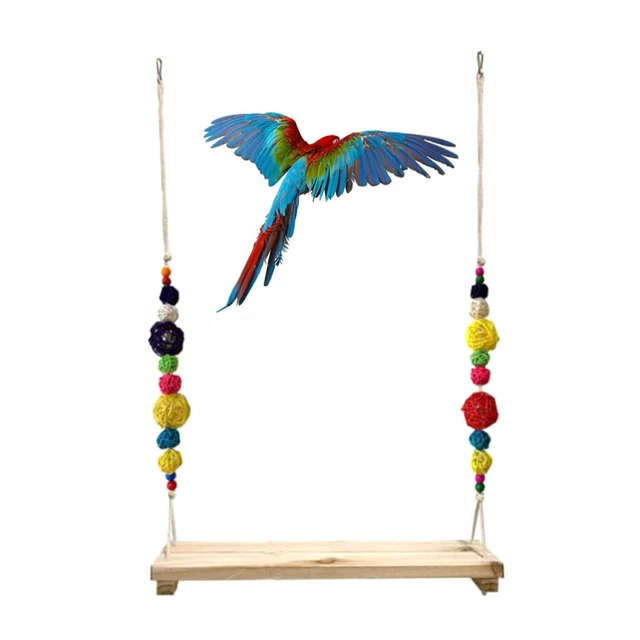 1pc Papagei Spielzeug Vogel Holz Schaukel Papagei Kauen Spielzeug