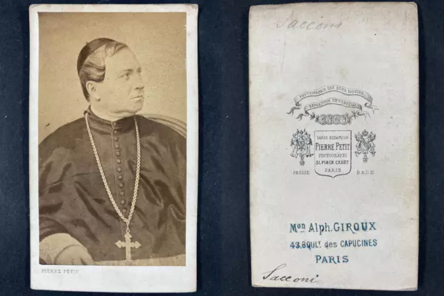 Pierre Petit, Paris, le cardinal Carlo Sacconi Vintage albumen print, CDV. Car