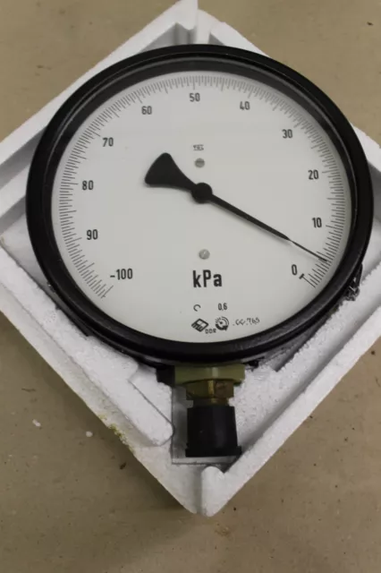 Hydraulik-Feinmess-Rohrfeder-Manometer Klasse 0,6 Ø160mm -100 - 0kPA (~-1-0 bar)