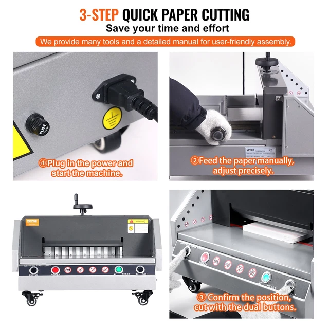 Taglierina Elettrica Per Carta VEVOR – 330,2 Mm Di Larghezza, 4 Cm Di Profondità, Controllo A Pulsante, Sensori Di Sicurezza E Precisione ±0,3 Mm