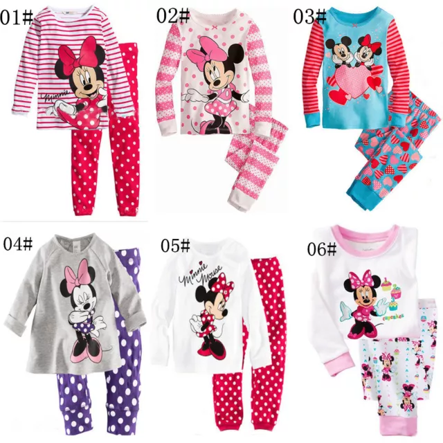 2pcs Kids Baby Girl cartoon Tops +Pants Pajamas Set Sleepwear Outfit Clothing