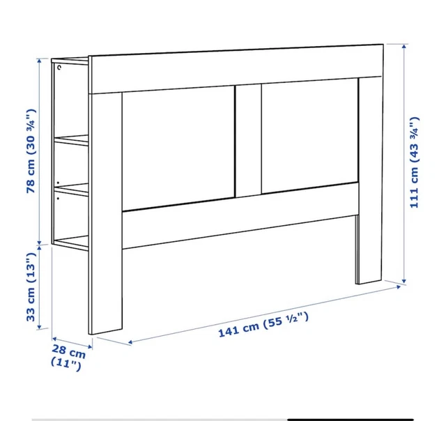 IKEA BRIMNES HEADBOARD with Storage Compartment Standard Double Oak