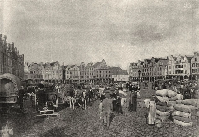 PAS- DE- CALAIS. Arras. Grande place 1895 old antique vintage print picture