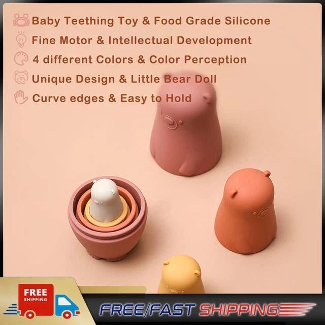 Color Size Matching Toys Gifts Montessori Toy for Boys Girls (Red Bear)