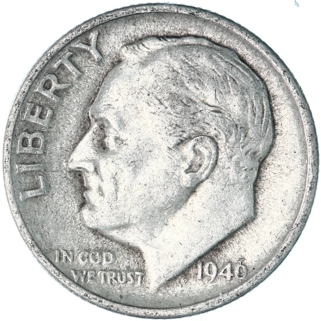 1946 S Roosevelt Dime 90% Silver Extra Fine XF