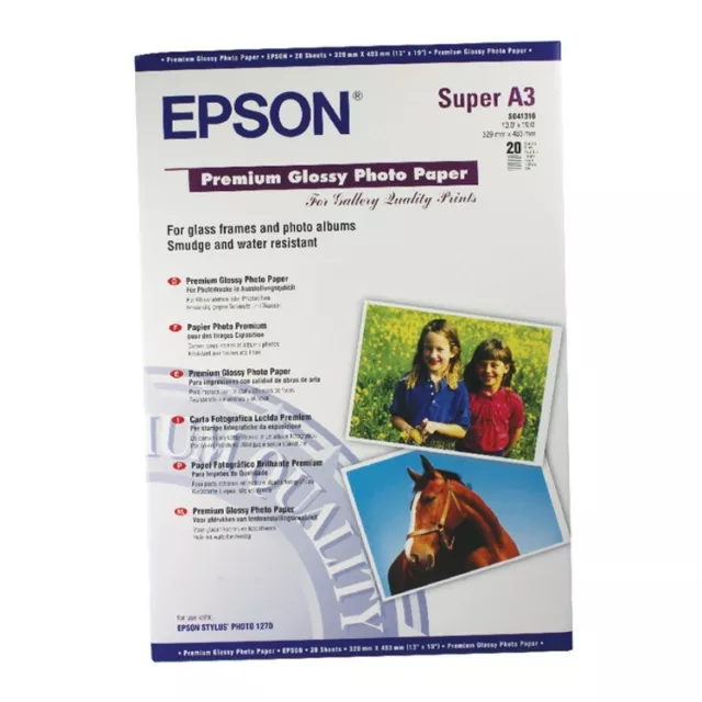 Epson A3+ Premium Glossy Photo Paper 255Gsm 20 Sheets - C13S041316