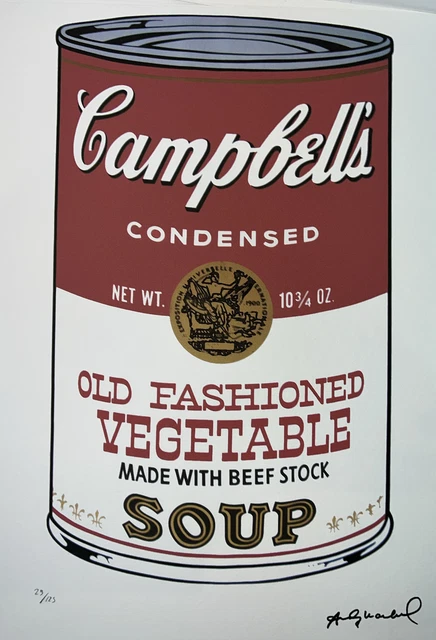 Andy Warhol, Campbell’s Old-Fashioned Soup Signed ,Numbered, Embossed. 25/125