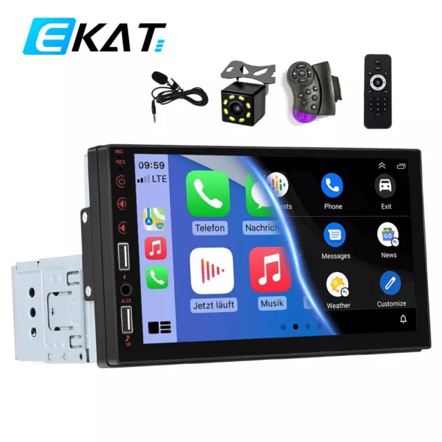 7'' Single 1DIN Carplay Autoradio Android Auto Bluetooth Mirror Link 45W Camera