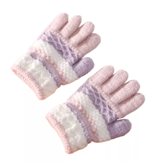 1 Pair 3-8 Years Warm Gloves Knitted Fine Workmanship Warm Full Finger Gloves