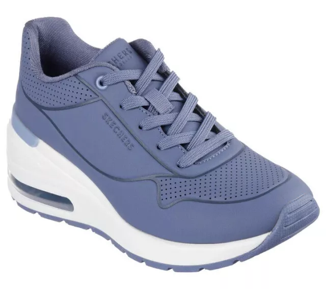 Skechers Women's Shoes Air Memory Foam Sporty Comfort sneaker wedge Slate 155403