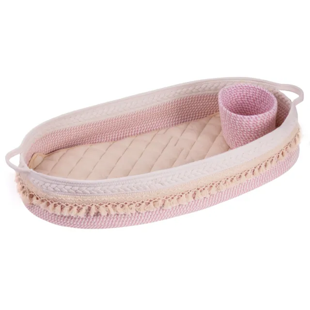 Rolife Pink Baby Changing Basket,with Diaper Changing Foam Pad & Storage Woven