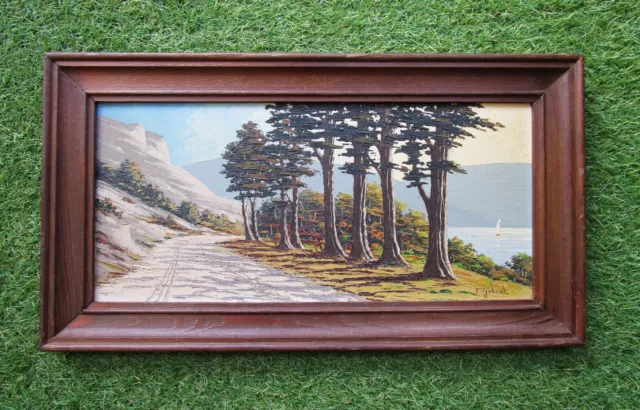 Paul Gobert ancien beau tableau de montagne signé Le lac d'Annecy Duingt Sévrier