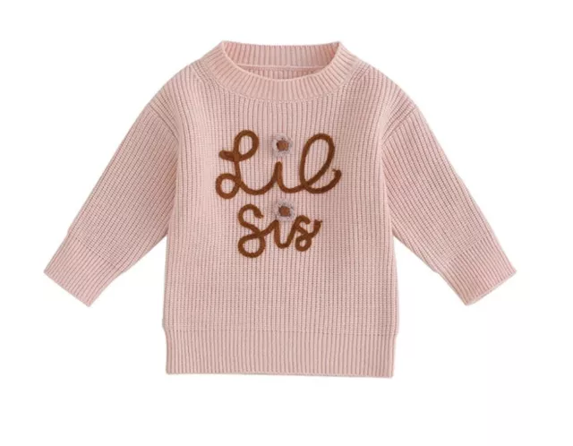 baby girl clothes 2T Embroidered winter sweater “lil Sis”