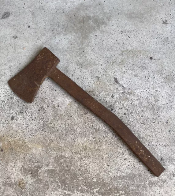 19th Century Hatchet Wrought Iron Blacksmith Made Single Piece Primitive Antique