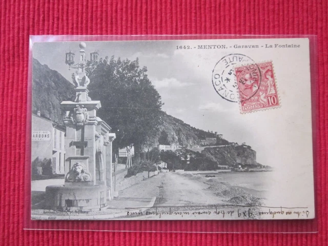 Cpa Ecrite Timbre Menton Garavan La Fontaine 06
