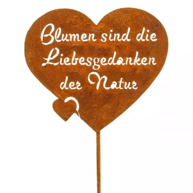 BLUMENSTECKER EDELROST GARTENSTECKER Herz mit Spruch Rost Metall