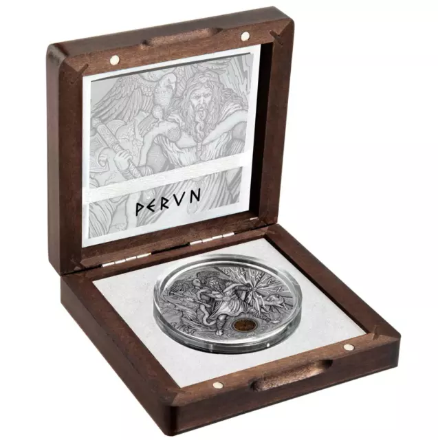 2018 Niue $2 - PERUN Thunder Slavic Gods-2 Oz Antique Finish Silver Coin 3