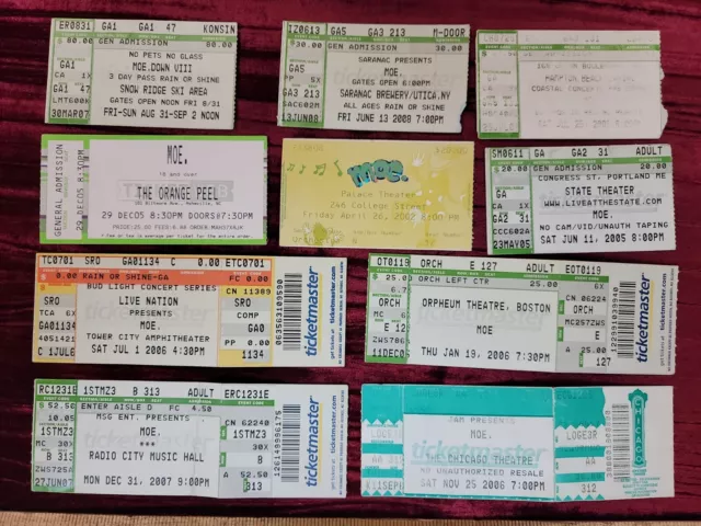 10X MOE USED Concert Ticket Stub LOT