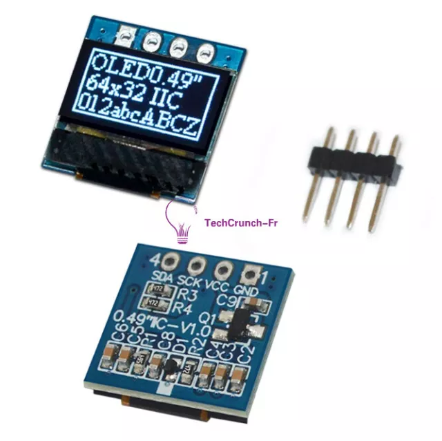 0.49" inch OLED Display White Screen Module 64x32 IIC I2C SSD1315 For Arduino