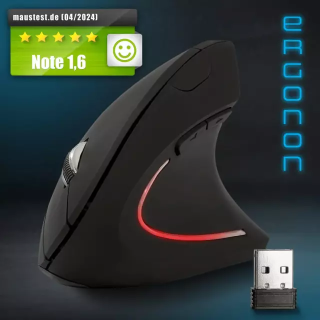 Vertikale Maus kabellose Ergonomische Funkmaus PC Laptop Notebook Mouse 6 Tasten