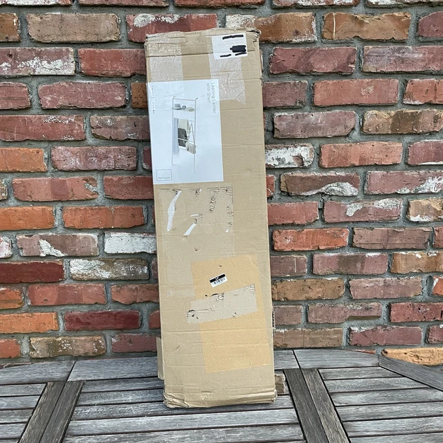 POTTERY BARN YAMAZAKI Leaning Ladder Rack with Shelf White Steel Wood