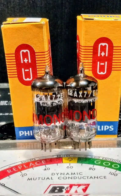 Amprex /phillips 12ax7/ecc83 matched Pair 1964   date matching test very strong