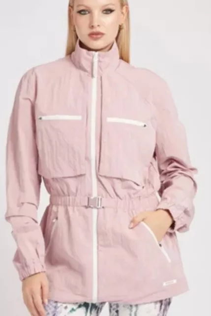 GUESS ACTIVE ALESHA Windbreaker Full Zip Jacket Pocket PINK
