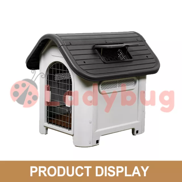 Pet Dog Kennel Weatherproof Plastic Outdoor Indoor Garden House MEDIUM PK 2