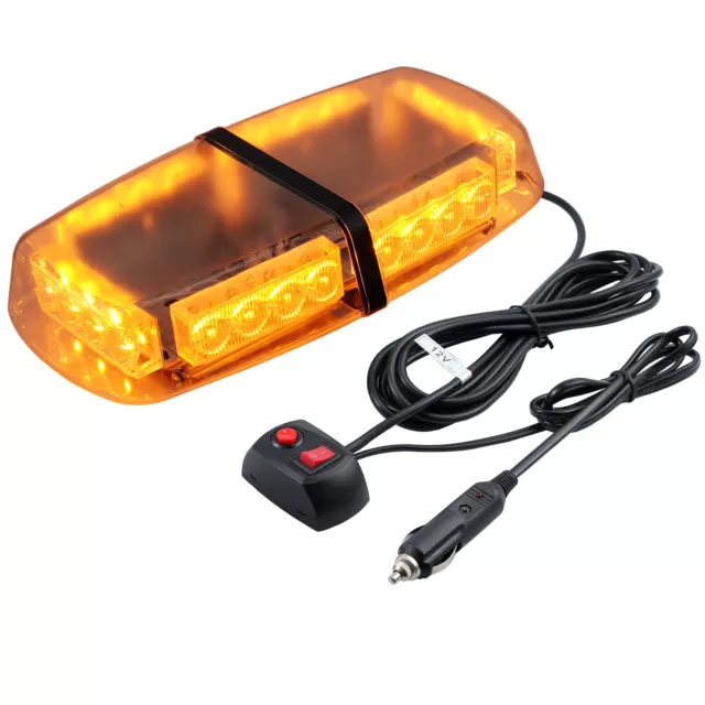 24 LED Car Roof Recovery Light Bar Amber Warning Strobe Flashing Magnetic Beacon