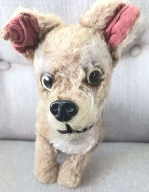 Vintage SCHUCO LADY+TRAMP DOG. A cheeky mohair boy!