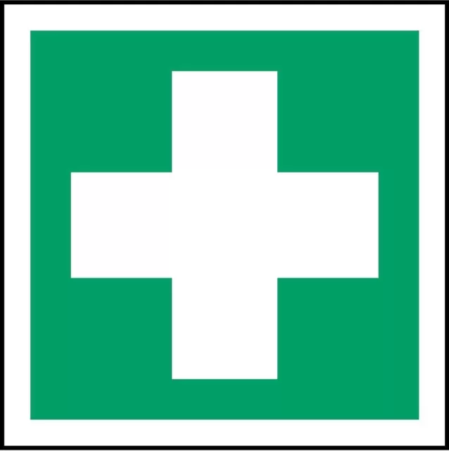 ISO Safety Label Sign - First Aid Symbol - Self adhesive sticker 100mm x 100mm