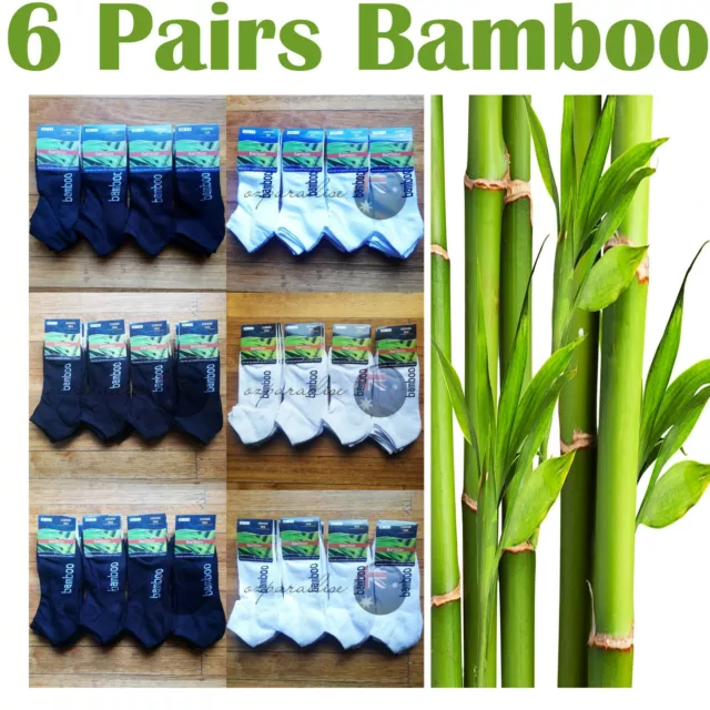 90% Bamboo Socks Ankle Low Cut Sports Work Soft Cushion Men Women Black White