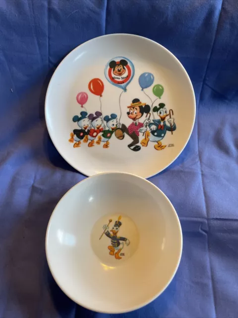 Vintage Disney Mickey Mouse Club Plate Donald Duck Bowl Sun Valley Melmac
