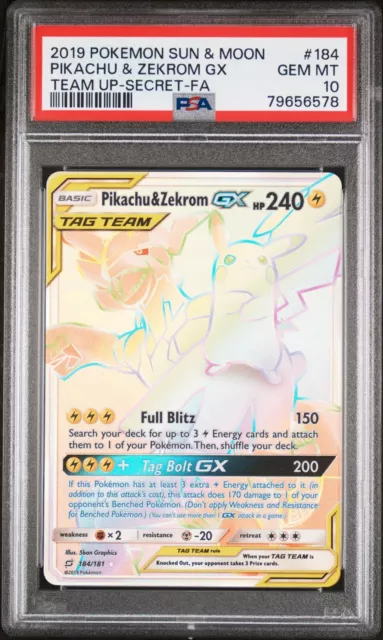  Pokemon Team Up Pikachu & Zekrom GX - 184/181 - Secret