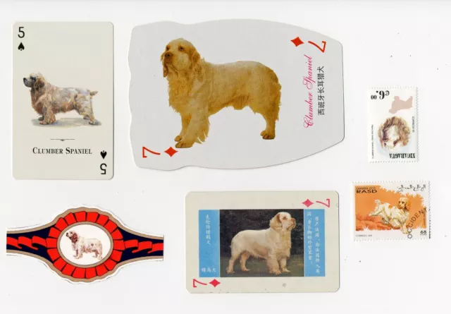 Clumber Spaniel Collection Of Vintage Dog Playing Cards Bands & Stamps