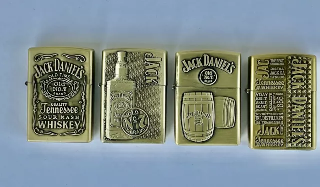 Jack Daniels Old No 7 Windproof Oil Lighter Gift 4 PCS Set Use With Zippo Fluid 3