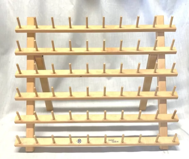 54Spool Sewing Thread Holder Wall-Mounted Sewing Thread Rack Hook Wood  Organizer